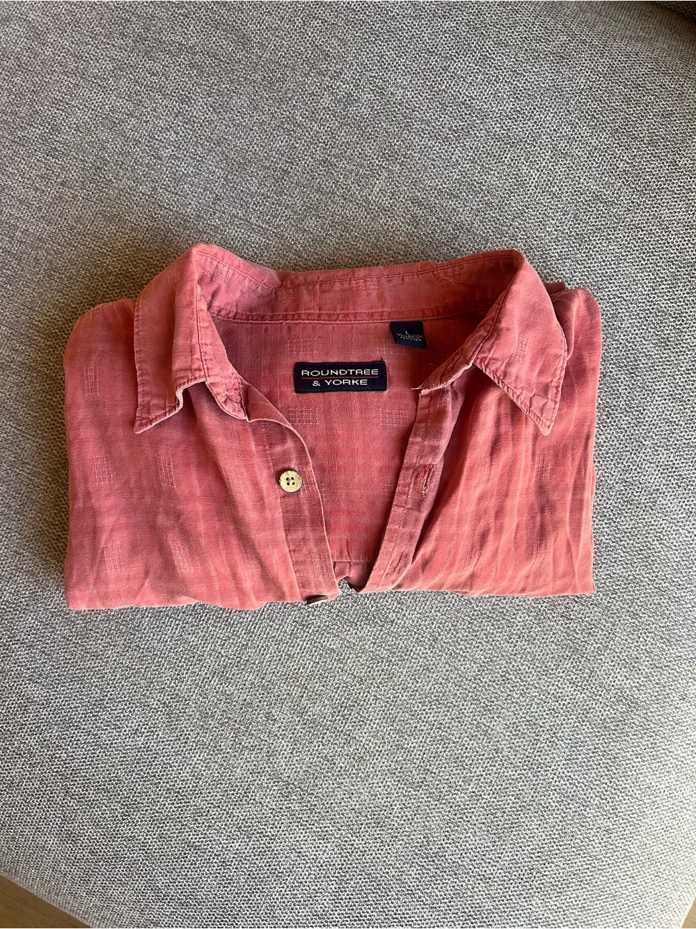 Roundtree & Yorke Men’s Casual Button-Up Shirt - Coral Red